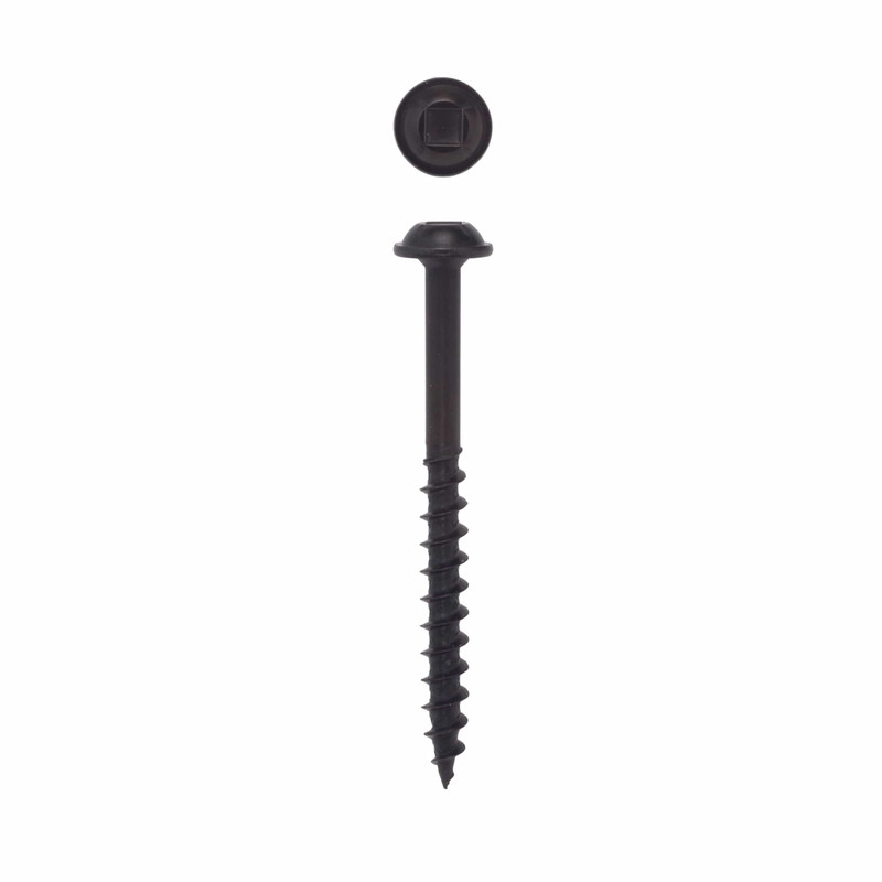 Washer Head Screws - Round - Square Drive - Black Oxide - 100 Piece - Diameter:#10 - Length:2-1/2"